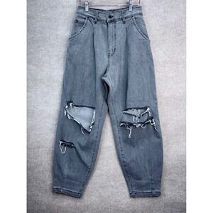 Vibrant M.i.U Grey High Waisted Distressed Balloon Jeans Baggy Tapered W26" L27"